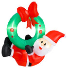 Dreamade Christmas Inflatables, 4FT Blow up Santa Claus w/LED Lights & Christmas Wreath