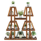 Dreamade Wood Plant Stand, 5-Tier 10 Potted Trapezoid Plant Holder Rack for Multiple Plants