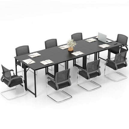 Dreamade 6.5 FT Small Conference Table, 2 PCS 40" x 19.5" Rectangular Meeting Table with Heavy-Duty Metal Frame