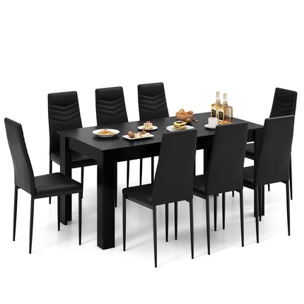 Dreamade Dining Table Set for 4 or 8, Modern Rectangular Kitchen Table Set w/ PVC Leather Dining Chairs