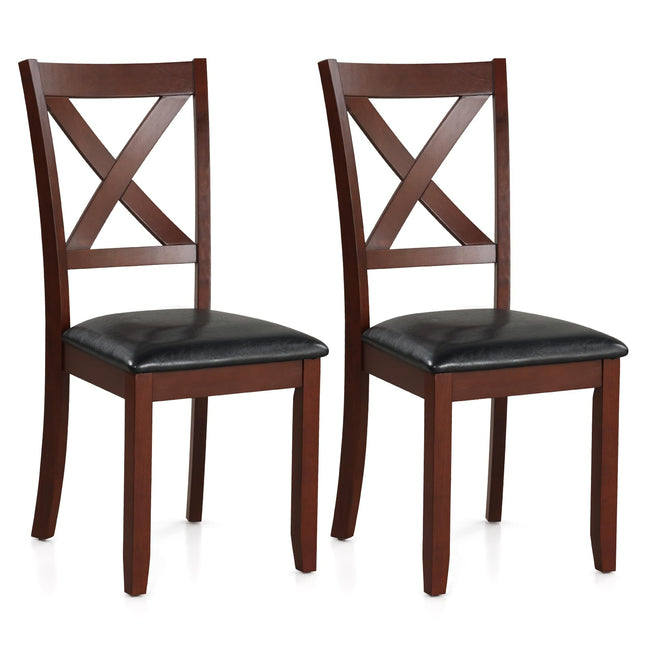 Dreamade Wood Dining Chairs, Faux Leather Upholstered Dining Chairs with Rubber Wood Legs