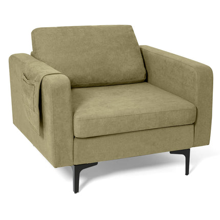 Dreamade Modern Accent Chair w/Comfy Thick Cushion, Magazine Pockets