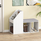 Dreamade Shoe Storage Bench, Entryway Bench w/Side Holder & Padded Seat Cushion, 3 Storage Compartments