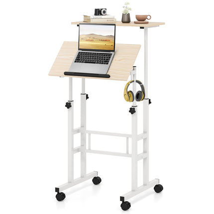 Dreamade Mobile Stand up Desk, Height Adjustable, 24"D x 22"W x 49"H