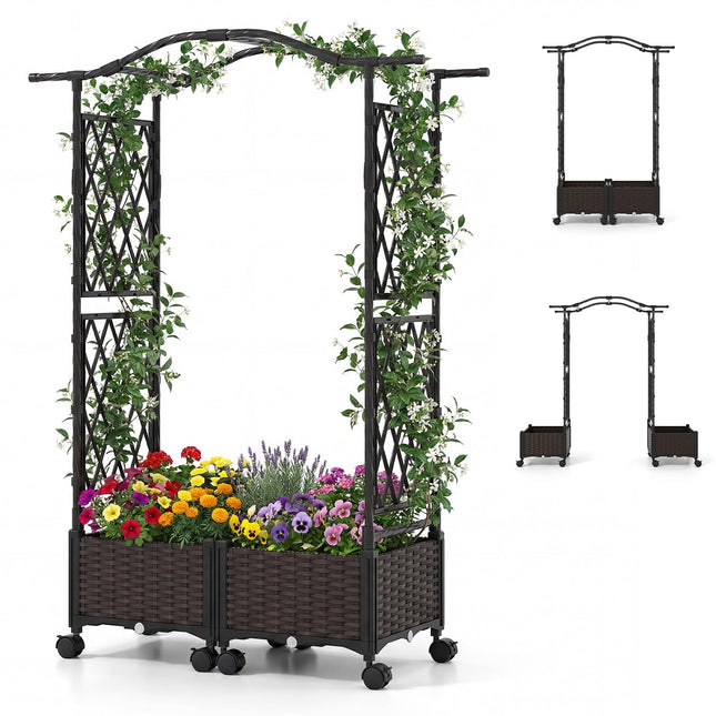 Dreamade Planter Boxes with Arch Trellis for Climbing Vines Vegetables Flowers