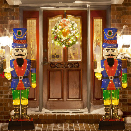 Dreamade 6 FT Lighted Nutcracker with Sword, Life-Size Soldier Christmas Decoration with 110 LED Lights