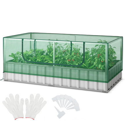 Dreamade 69”x36”x28” Raised Garden Bed with Cover, 16.5 Cu.Ft Galvanized Steel Planter Box Kit