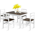 Dreamade 5-Piece Dining Table Set, Rectangular Kitchen Table and Chairs Set (Walnut+White)