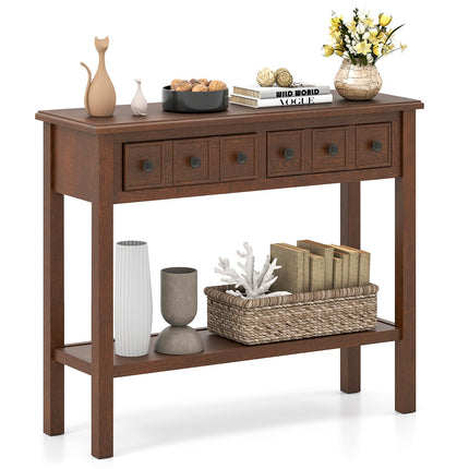 Dreamade 38" Narrow Console Table with 2 Drawers & Bottom Open Shelf