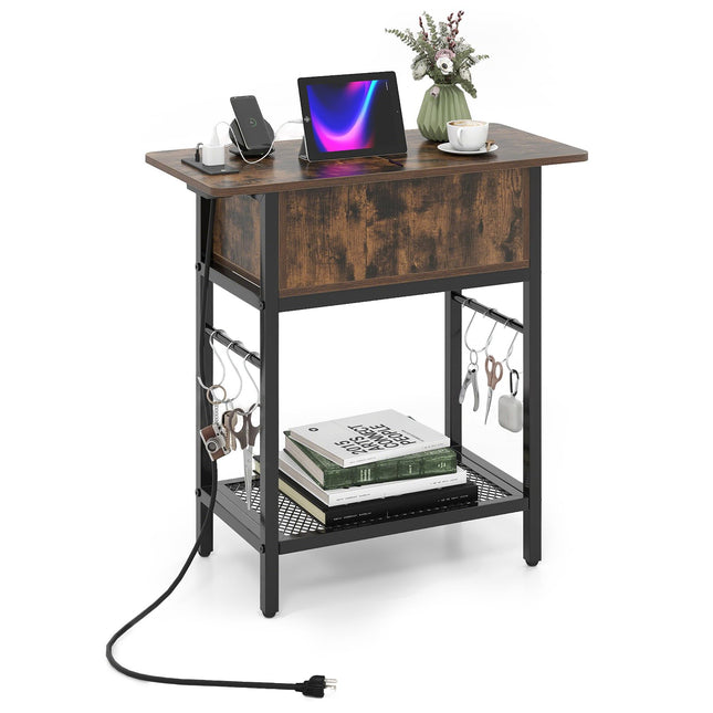 Dreamade End Table | Flip Top Bedside Night Stand w/USB & Type-C Ports (1/2)