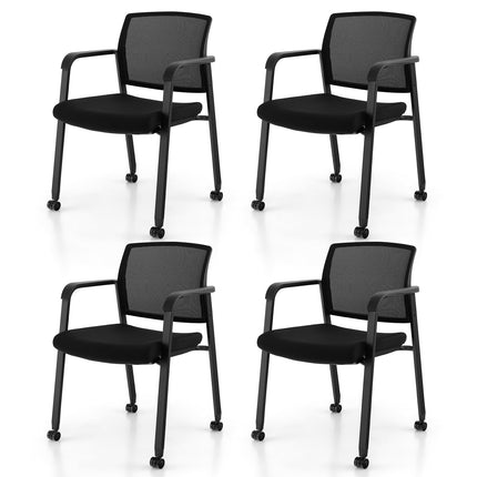 Dreamade Waiting Room Chair Set, Rolling Office Desk Chairs with PU Wheels (2 / 4 / 6 / 8 / 10 / 12 Pack Options)