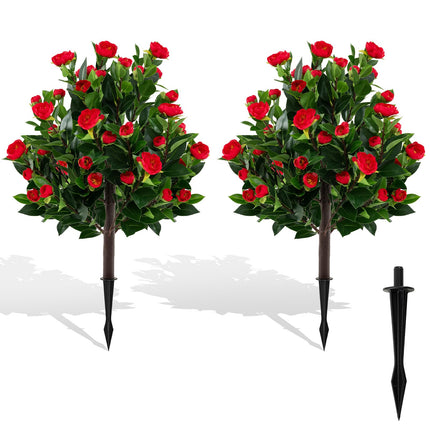 Dreamade 31 Inches Artificial Camellia Tree Set 2 Pack Fake Flower Trees