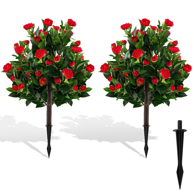 Dreamade 31 Inches Artificial Camellia Tree Set 2 Pack Fake Flower Trees