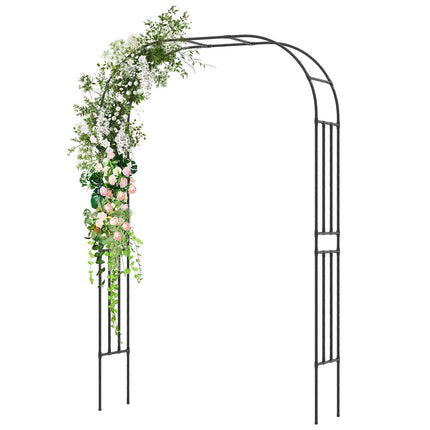 Dreamade Garden Arch Trellis, 60''W x 95''H Metal Arbor with Corrugated PE-Coated Steel Tubes for Climbing Plants Roses Ivy