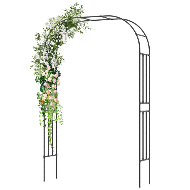 Dreamade Garden Arch Trellis, 60''W x 95''H Metal Arbor with Corrugated PE-Coated Steel Tubes for Climbing Plants Roses Ivy