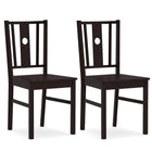 Dreamade Solid Rubber Wood Kitchen Chairs with Slatted Curved Backrest & Wide Seat (2/4)