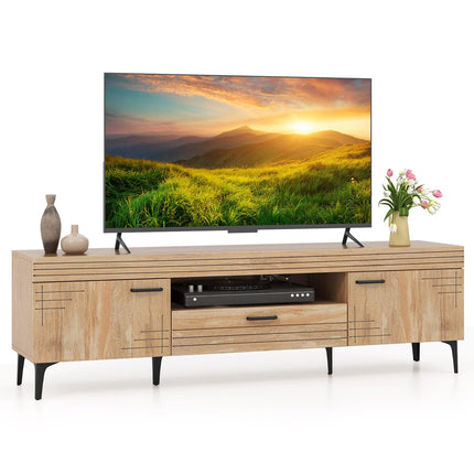 Dreamade TV Stand for TV up to 65 Inches, Mid Century Modern Entertainment Center with 2 Cabinets