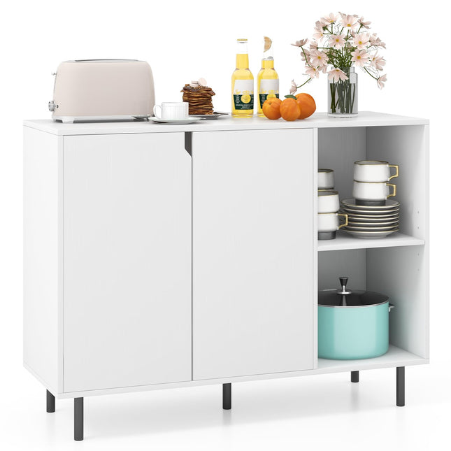 Dreamade Buffet Cabinet with Storage, Wooden Sideboard with 2-Door Cabinet, 2 Cubes