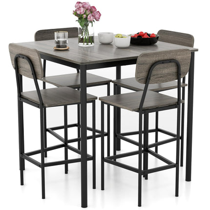 Dreamade 5-Piece Dining Table Set W/Counter Height Table & 4 Bar Stools