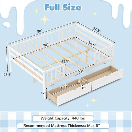 Dreamade Full Kids Bed with Storage Drawers Wood Montessori Bed