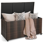 Dreamade 96-Gallon Outdoor Storage Box - PE Wicker Deck Box with Lid, Outside Rattan Storage