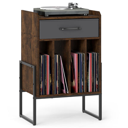 Dreamade Record Player Stand 2-Tier Turntable Stand with Fabric Drawer