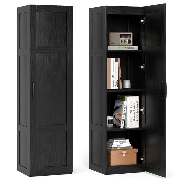 Dreamade Narrow Farmhouse Freestanding Bathroom Cabinet with 4 Shelves