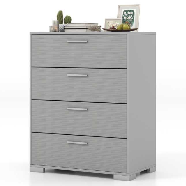 Dreamade Storage Cabinet with 4 Drawers, Metal Legs & Handles, Anti-Toppling Devices, Tall Cabinet