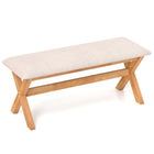 Dreamade Upholstered Long Entryway Bench, Rubber Wood Dining Bench with Padded Seat, 43.5x15.5x17.5 Inches, 400 Lbs Capacity