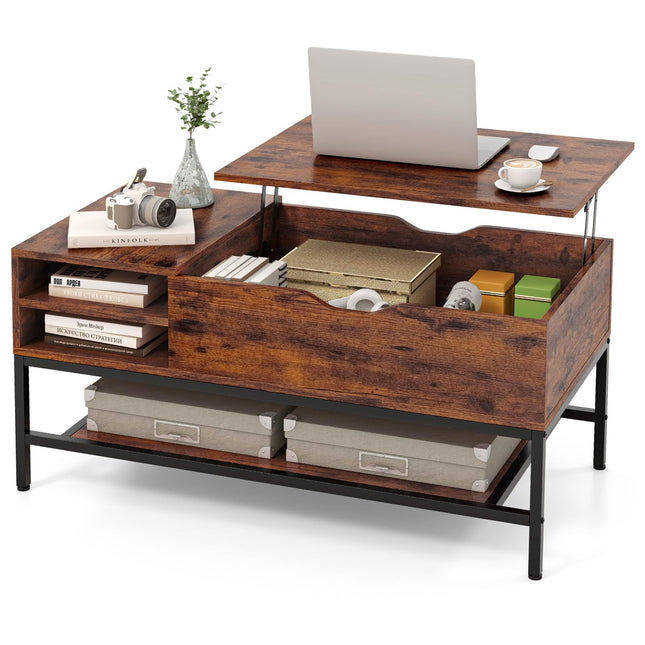 Dreamade Lift Top Coffee Table, Coffee Table with Storage Shelf and Hidden Compartment