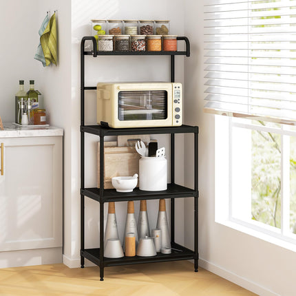 Dreamade Bakers Rack, 4-Tier Microwave Oven Stand, Kitchen Storage Rack with Mesh Wire Metal Shelves