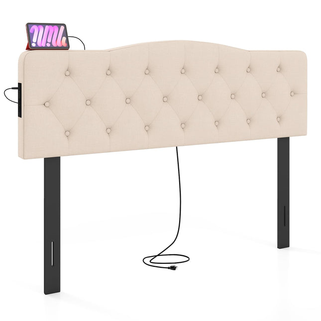 Dreamade Headboard with 2 AC Outlets for Queen & Full Size Bed