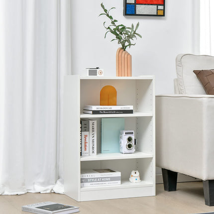 Dreamade 3-Cube Bookcase White - 3-Tier Modern White Open Bookshelf with Adjustable Shelves