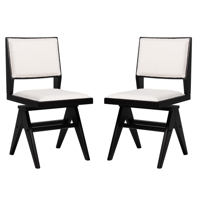 Dreamade Swivel Dining Chairs Set of 2/4, Faux Sherpa Kitchen Chairs w/Rubber Wood Frame