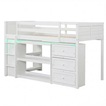 Dreamade Loft Bed Twin Size with LED Lights