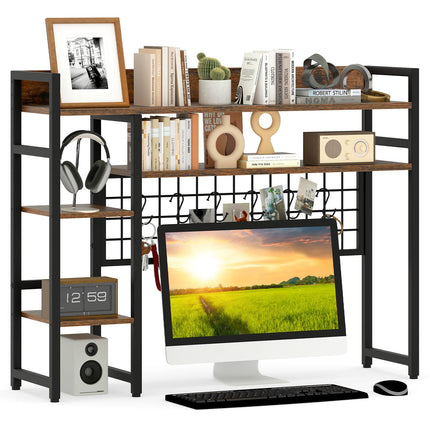 Dreamade Desktop Bookshelf 37" Desk Shelf for Up to 32" Computer Monitors