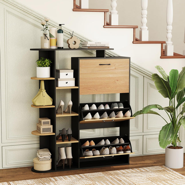 Dreamade Shoe Cabinet with 3 Flip Drawers