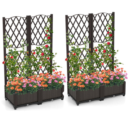 Dreamade 2 Pack Raised Garden Beds with Trellis