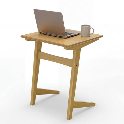 Dreamade C-Shaped Wooden End Table w/Solid Rubber Wood Frame