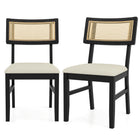 Dreamade Fabric Upholstered Dining Room Chairs w/Padded Seat Rubber Wood Legs & Curved Backrest