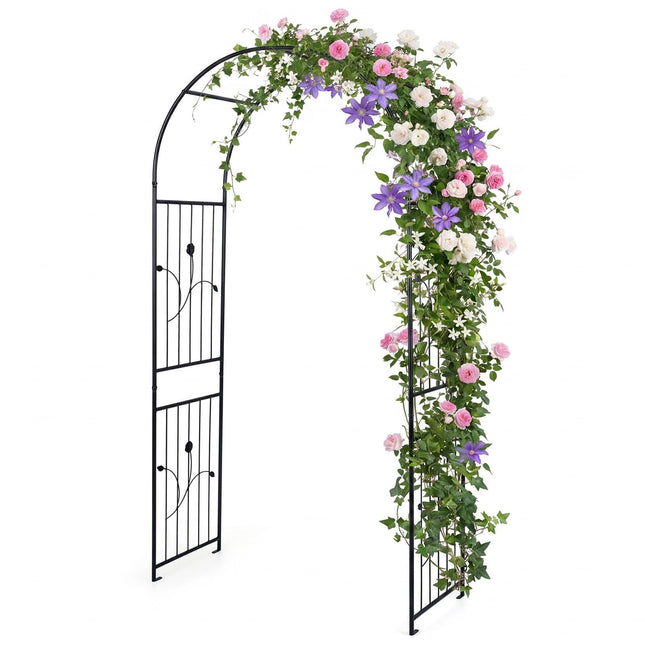 Dreamade 87" Decorative Metal Garden Arbor Arch Trellis for Climbing Plants