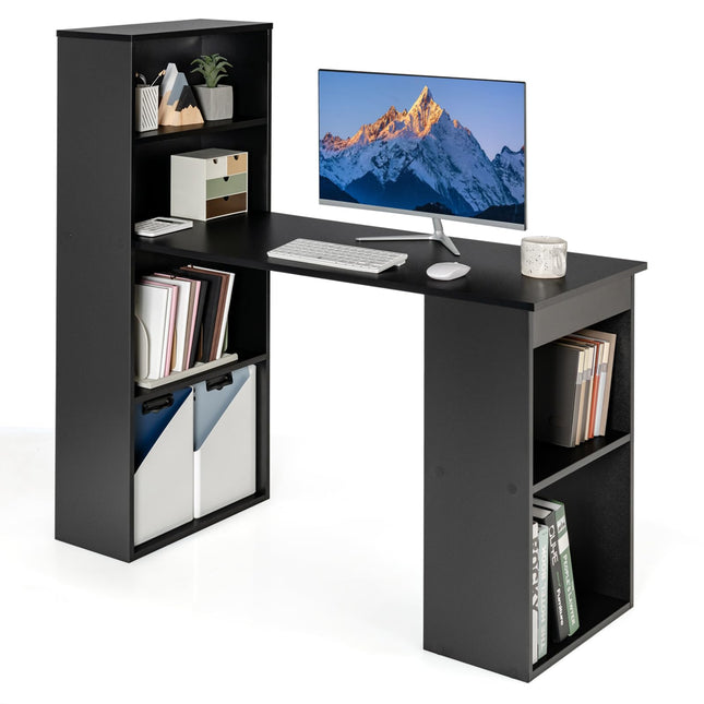 Dreamade 48 Inch Computer Desk with Bookshelf, 3-in-1 Home Office Desk with 4-Tier Bookcase & CPU Stand