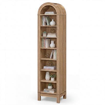 Dreamade 71" Tall 8-Tier Arched Modern Bookshelf with 3 Adjustable Shelves (1/2)
