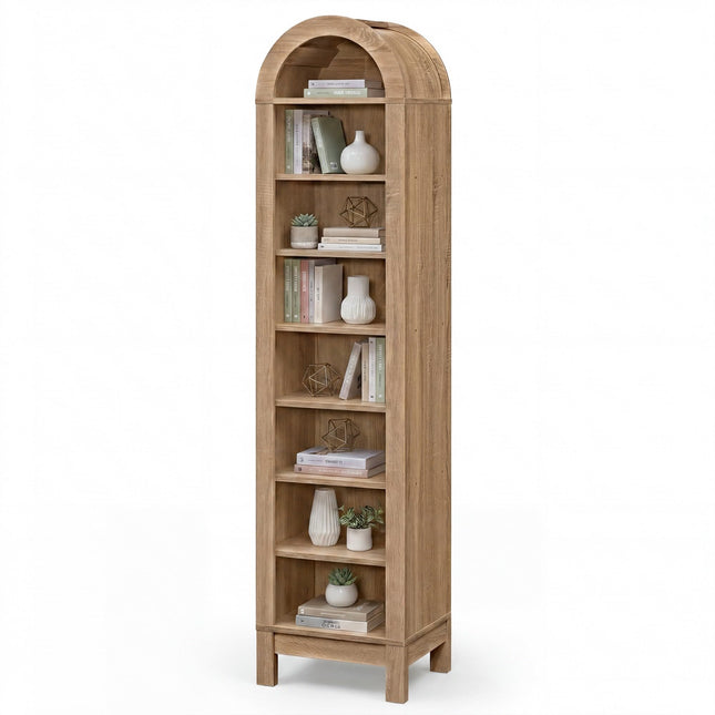 Dreamade 71" Tall 8-Tier Arched Modern Bookshelf with 3 Adjustable Shelves (1/2)