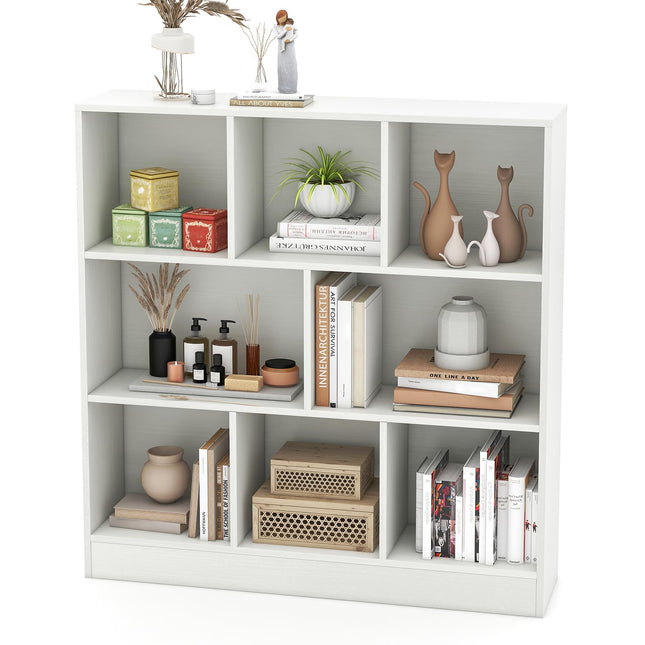 Dreamade 8 Cube Bookcase, 4-Tier Freestanding Bookshelf w/ 8 Open Compartments, 2 Anti-Tipping Kits