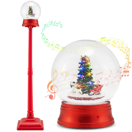 Dreamade 5 Ft Christmas Snow Globe Lantern | Musical Snowy Globe Street Lamp