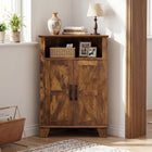 Dreamade Bathroom Corner Storage Cabinet with Open Storage & Adjustable Shelf