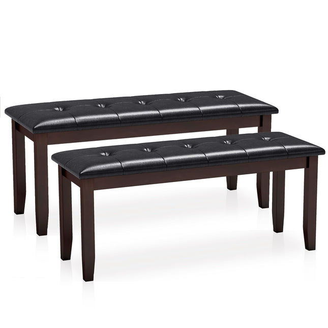 Dreamade Button-Tufted Dining Bench, 45.5” PU Leather Upholstered Bench w/Loads 400 Lbs