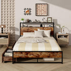 Dreamade Queen/Full Size Bed Frame with 2-Tier Storage Headboard