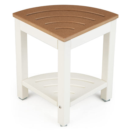 Dreamade Corner Shower Stool Waterproof - HDPE Shower Bench Seat with Storage Shelf